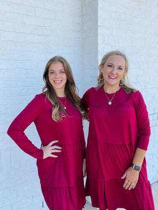 LONG SLEEVE TIERED DRESS- Curvy,Dresses & Rompers,plus,plus dress,plus jeans,plus size-Ace of Grace Women's Boutique