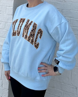 Lulu Mac Sweatshirt - Light Blue Leopard- comfy sweatshirt,Curvy,LEOPARD,Lulu,Lulu mac,oversized sweatshirt,PLUS,plus size,plus sweatshirt,sweatshirt,SWEATSHIRTS,Tops-Ace of Grace Women's Boutique