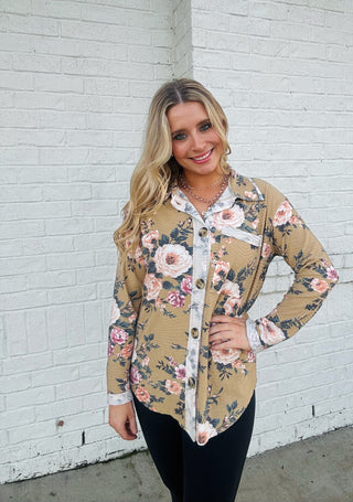 Soft Floral Button Up Top- clothing,Curvy,floral,floral print,FLORAL TOP,florals,Tops-Ace of Grace Women's Boutique
