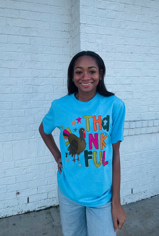 Thankful Turkey Graphic Tee- clothing,Curvy,Seasonal,thanksgiving,thanksgiving shirt,Tops,turkey-Ace of Grace Women's Boutique