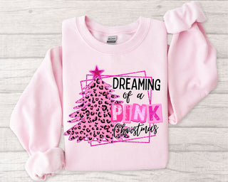 PREORDER - Dreaming of a Pink Christmas Sweatshirt- CHRISTMAS CHEER, CHRISTMAS CHEERS, CHRISTMAS GRAPHIC TEE, Christmas Longsleeve, CHRISTMAS SHIRT, christmas sweatshirt, Christmas tee, christmas top, Curvy, Seasonal, Tops-Ace of Grace Women's Boutique