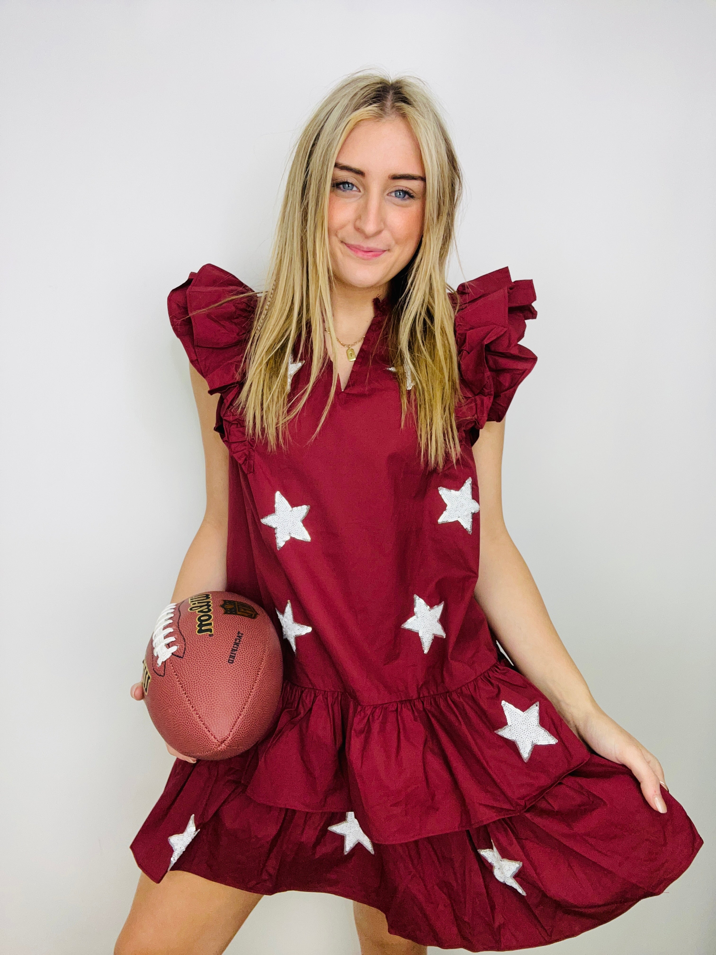 Ruffle Sleeve Star Sequin Dress | 2 Colors