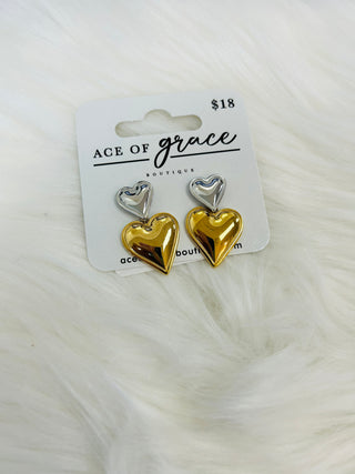 The Kenley Heart Earrings- Accessories, earring, EARRINGS, HEART EARRINGS, Jewelry-Ace of Grace Women's Boutique