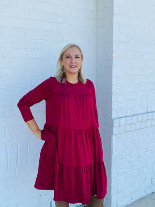 LONG SLEEVE TIERED DRESS- Curvy,Dresses & Rompers,plus,plus dress,plus jeans,plus size-Ace of Grace Women's Boutique