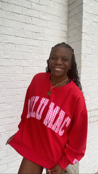 Lulu Mac Sweatshirt - Red Gingham- Curvy,Lulu,Lulu mac,Seasonal,Tops,VALENTINE,XOXO-Ace of Grace Women's Boutique