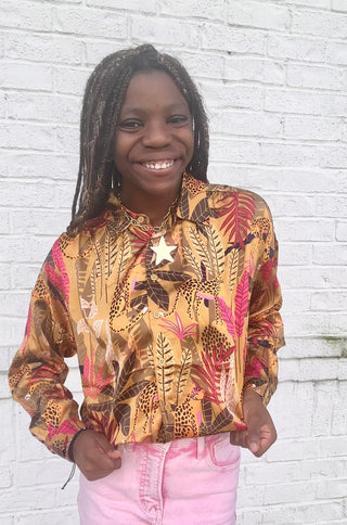 Animal Print Button Front Top- animal,curv,Curvy,LEOPARD,PLUS,Tops-Ace of Grace Women's Boutique