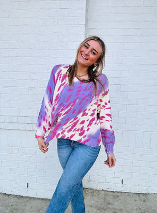 Lilac Distressed Round Neck Sweater- clothing, curvy, DISTRESSED, knit sweater, oversized sweater, PLUS, plus size, plus size sweater, round neck, Sale, SWEATER, Tops-Ace of Grace Women's Boutique