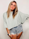 Oversized Dropped Shoulder Tee- basic, basic top, black top, drop shoulder, DROP SHOULDER TOP, green top, pink top, SOFT TEE, soft top, TEE, TOP-Ice Green-S-Ace of Grace Women's Boutique