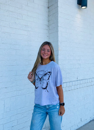 Butterfly Graphic Tee- butterflies, butterfly, butterfly tee, clothing, graphic, graphic T-shirt, GRAPHIC TEE, Graphic Tees, graphic tshirt, Tops-Ace of Grace Women's Boutique