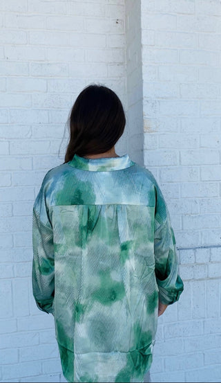 Shades of Green Satin Top- Christmas tshirt, clothing, Curvy, fall clothes, Green shirt, mama shirt, oversized sweatshirt, plus size sweatshirt, pocket shirt, SHIRT, Tops-Ace of Grace Women's Boutique