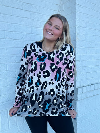 Soft Leopard V-Neck Top- animal,Curvy,LEOPARD,PLUS,Tops-Ace of Grace Women's Boutique