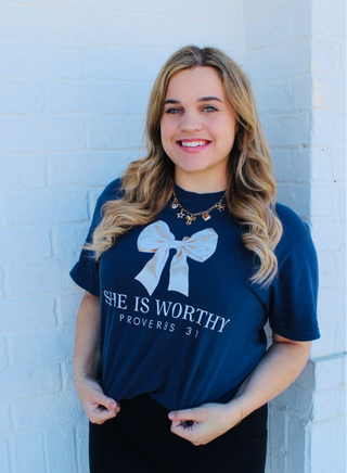 Hannah Lane - She is Worthy Comfort Colors T-Shirt- Curvy,Hannah,Hannahlane,Tops,Worthy-Ace of Grace Women's Boutique
