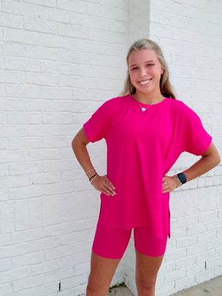 Matching Biker Short Set- 2 piece set,active set,Bottoms,COZY SET,lounge,LOUNGE SET,Loungewear,MATCHING SET,pink set,SET,Sets,summer set,Tops,TWO PIECE SET-Ace of Grace Women's Boutique