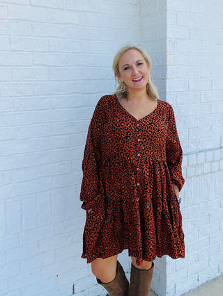 Animal Print Tiered Dress- animal,ANIMAL PRINT,BUTTON UP DRESS,CHEETAH DRESS,church dress,curv,Curvy,dress,dresses & rompers,Dressy,FALL,fall clothes,fall transition,LEOPARD DRESS,Midi Dress,mini dress,PLUS,plus dress,plus size-Ace of Grace Women's Boutique