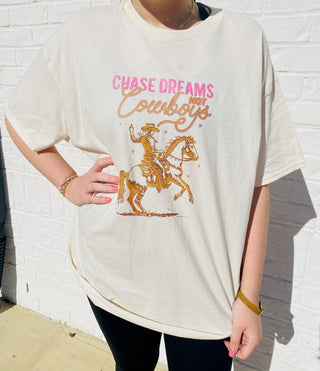 Chasing Dreams Not Cowboys Tee- blue graphic tee,clothing,Curvy,graphic,Tops-Ace of Grace Women's Boutique