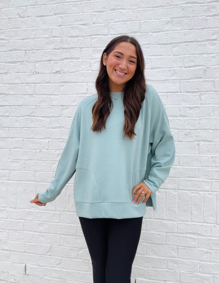 Light Sage Extreme Soft Side Slit Pullover- clothing,COMFY,comfy sweatshirt,Curvy,fall clothes,Lulu,oversized sweatshirt,PLUS,plus size,PLUS SIZE HOODIE,plus size sweatshirt,PLUS SIZE TOP,plus sizes,plus sweatshirt,pullover,Softstream,Softstreme,sweatshirt,SWEATSHIRTS,Tops-Ace of Grace Women's Boutique