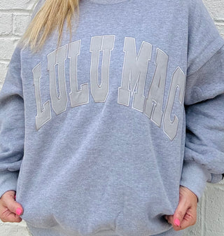 Lulu Mac Sweatshirt - Mono Gray-Sweater- Curvy,Daily,Lulu,Mac,oversized,oversized sweatshirt,OVERSIZED TEE,OVERSIZED TOP,plus,plus size,plus size sweatshirt,Tops-Ace of Grace Women's Boutique