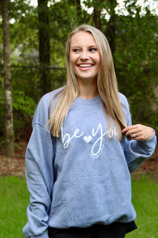 Be You Sweatshirt • Allie from Alabama • NEW COLORS-Shirt- Alabama, Allie, Allie from alabama, Be you, clothing, comfy sweatshirt, Curvy, grey sweatshirt, Merch, oversized sweatshirt, pink sweatshirt, plus size sweatshirt, plus sweatshirt, sweatshirt, SWEATSHIRTS, Tops-Gray-S-Ace of Grace Women's Boutique