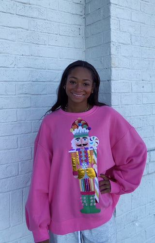 Queen of Sparkles Candyland Nutcracker Sweatshirt- candy cane queen,Curvy,nutcracker,nutcracker long sleeve,PLUS,QUEEN,queen of sparkles,QUEEN OF SPARKLES PLUS SIZE,QUEEN OF SPARKLES SWEATER,QUEEN OF SPARKLES TEE,QUEEN OF SPARKLES TSHIRT,Seasonal,SEQUIN,sparkle season,Tops-Ace of Grace Women's Boutique