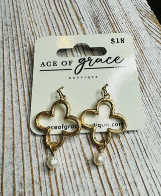 Pearl Quatrefoil Earrings- LIVESALE-Ace of Grace Women's Boutique