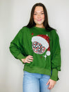 Green Disco Santa Hat Pullover- CHRISTMAS, Christmas Longsleeve, CHRISTMAS SHIRT, christmas sweatshirt-Ace of Grace Women's Boutique