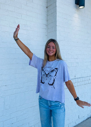 Butterfly Graphic Tee- butterflies,butterfly,butterfly tee,clothing,graphic,graphic T-shirt,GRAPHIC TEE,Graphic Tees,graphic tshirt,Sale,Tops-Ace of Grace Women's Boutique