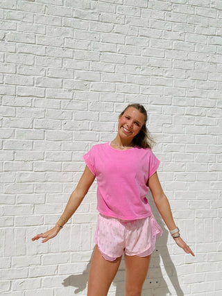 Bow Print Active Shorts- active,active romper,ACTIVE SHORTS,active top,Athleisure,athlete,athletic,athletic shorts,Bottoms,BOW,Bow detail,BOWS,clothing,floral,LOVE,Love shack-Ace of Grace Women's Boutique