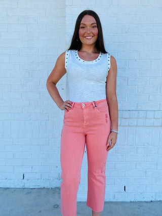 Peach High Rise Dad Jeans- Bottoms, clothing, Dad jeans, JEANS, Spring jeans, Summer jeans-Ace of Grace Women's Boutique