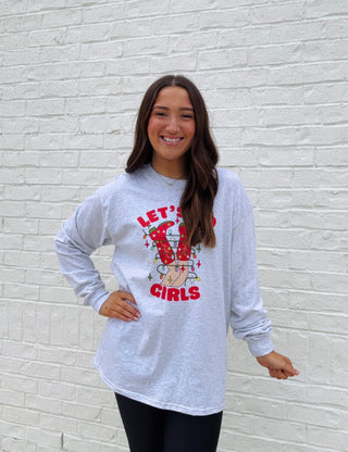 Let’s HO Girls Long sleeve T-Shirt- BOOTS, CHRISTMAS, CHRISTMAS CHEER, CHRISTMAS GRAPHIC TEE, Christmas Longsleeve, CHRISTMAS SHIRT, christmas sweatshirt, Christmas tee, christmas top, Christmas tshirt, Christmass tree, clothing, Funny, Ho, Lights, MERRY CHRISTMAS, MERRY CHRISTMAS Y’ALL, Sale, Santa, Seasonal, Tops-Ace of Grace Women's Boutique