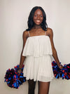 Classic Off White Pleated Romper- game, game day, game days, gameday, OFF WHITE, WHITE, white romper-Ace of Grace Women's Boutique