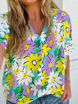 Floral Print Oversized Top- beach,BEACH OUTFIT,clothing,colorful,comfy,floral,floral print,FLORAL TOP,florals,mint,oversized,OVERSIZED TOP,pink,summer,summer shirt,SUMMER TOP,Tops-Ace of Grace Women's Boutique