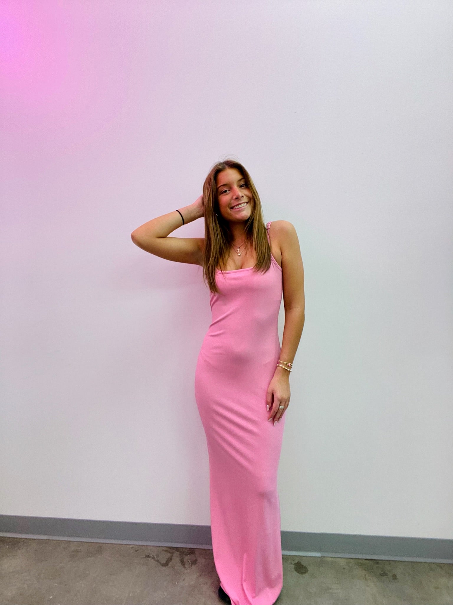 bubble gum pink maxi dress Mia Halterneck Gown- Bubblegum Pink 2