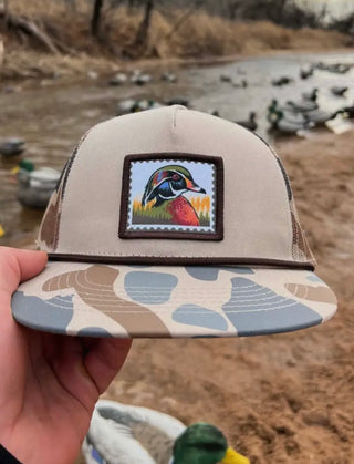 Burlebo Camo Wood Duck Stamp Cap- BURLEBO, BURLEBO HAT, camo, camo hat, DUCK, Father, FATHER'S DAY, men, MEN GIFTS, men hat, MEN'S GIFTS, men's hat, mens-Ace of Grace Women's Boutique