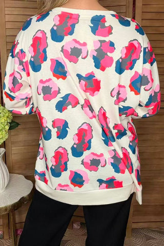 Long Sleeve Colorful Top- animal,ANIMAL PRINT,clothing,curv,Curvy,high tops,LEOPARD,PLUS,Tops-Ace of Grace Women's Boutique