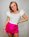 Side Bow Detailed Mini Skirt | 2 Colors- Dressy, formal, layered skirt, pleated skirt, ruffled skirt, skirt-Ace of Grace Women's Boutique