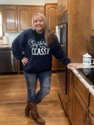 Stay Classy Sweatshirt • Miranda- black sweatshirt, Classy, comfy sweatshirt, Corn dip, Curvy, graphic, graphic T-shirt, GRAPHIC TEE, Graphic Tees, graphic tshirt, green sweatshirt, grey sweatshirt, Merch, Miranda, oversized sweatshirt, pink sweatshirt, plus size sweatshirt, plus sweatshirt, Stay classy, sweatshirt, SWEATSHIRTS, Tops-Ace of Grace Women's Boutique