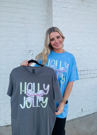 Holly Jolly Tee- christmas top,curv,Curvy,Graphic Tees,New arrival,PLUS,plus size,Seasonal,Tops-Ace of Grace Women's Boutique