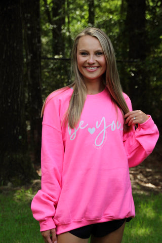 Be You Sweatshirt • Allie from Alabama • NEW COLORS-Shirt- Alabama, Allie, Allie from alabama, Be you, clothing, comfy sweatshirt, Curvy, grey sweatshirt, Merch, oversized sweatshirt, pink sweatshirt, plus size sweatshirt, plus sweatshirt, sweatshirt, SWEATSHIRTS, Tops-Ace of Grace Women's Boutique