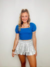 Blue Cropped Square Neck Sweater Top- blue, blue top, CROPPED, cropped sweater, game, game day, Game day shirt, game days, gameday-Ace of Grace Women's Boutique