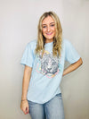 Light Blue Floral Leopard Graphic Tee- graphic, graphic T-shirt, graphic tees, graphic tshirt, leopard graphic tee, plus size graphic tee-Ace of Grace Women's Boutique