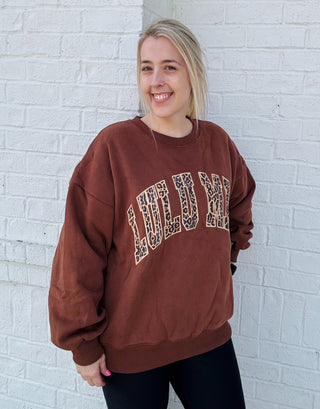 Lulu Mac Sweatshirt - Brown Leopard- comfy sweatshirt,Curvy,Lulu,Lulu mac,oversized sweatshirt,PLUS,plus size,plus sweatshirt,sweatshirt,SWEATSHIRTS,Tops-Ace of Grace Women's Boutique