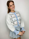 Blue Floral Ribbon Cardigan- BLUE CARDIGAN, cardigan, COLOR, COLORFUL, COLORFUL TOP, FALL, fall clothes, fall transition, FLORAL CARDIGAN, PINK CARDIGAN, pop of color, winter-Ace of Grace Women's Boutique