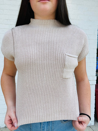 Short Sleeve Sweater Top | 2 colors- crop sweater,cropped sweater,FALL,fall clothes,fall transition,pocket shirt,pockets,SWEATER,sweater top,sweaters,Tops,Transition-Ace of Grace Women's Boutique