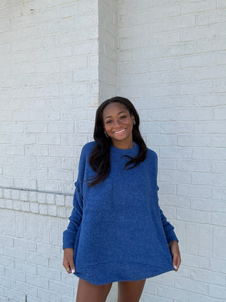 Brushed Hacci Oversized Top - Royal- clothing,Curvy,Hacci,oversized,oversized sweater,oversized sweatshirt,OVERSIZED TEE,OVERSIZED TOP,SOFT,soft shirt,soft top,Softest,Tops-Ace of Grace Women's Boutique