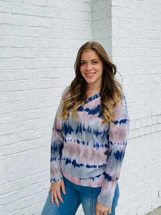 Brushed Tie Dye V-Neck Top- curv,Curvy,PLUS,plus size,PLUS SIZE TOP,plus sizes,Tops-Ace of Grace Women's Boutique