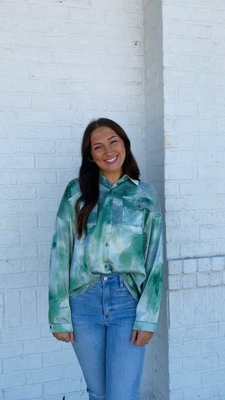 Shades of Green Satin Top- Christmas tshirt,clothing,Curvy,fall clothes,Green shirt,mama shirt,oversized sweatshirt,plus size sweatshirt,pocket shirt,Seasonal,SHIRT,st. paddy's,ST. PATRICK'S DAY,Tops-Ace of Grace Women's Boutique