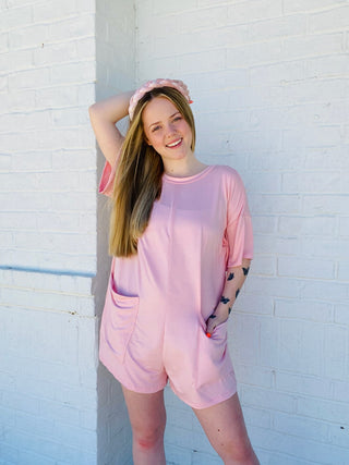 Big Shot Tee Romper- active romper, athletic romper, BLUE ROMPER, clothing, dresses & rompers, Free people, grey romper, Hot shot, People, PINK ROMPER, Romper dress, Tee romper-Ace of Grace Women's Boutique