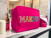 Hot Pink Makeup Patch Cosmetic Bag- makeup, makeup bag, MAKEUP CASE, patches-Ace of Grace Women's Boutique