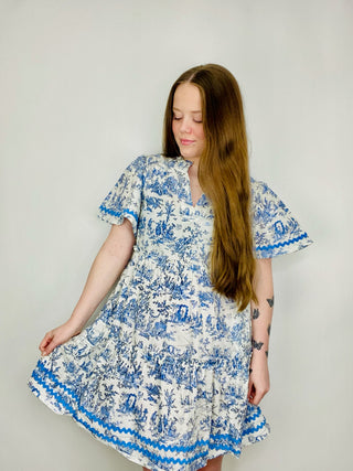 Blue Whimsical Baby Doll Dress- dresses & rompers,Easter,Easter dress,floral,floral dress,Love shack,Love shack fancy-Ace of Grace Women's Boutique