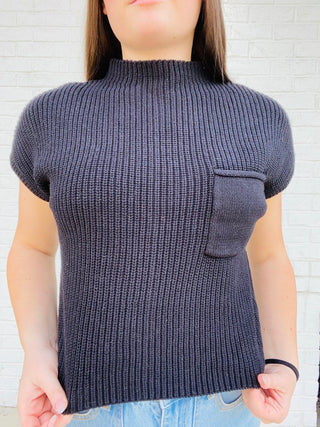 Short Sleeve Sweater Top | 2 colors- crop sweater,cropped sweater,FALL,fall clothes,fall transition,pocket shirt,pockets,SWEATER,sweater top,sweaters,Tops,Transition-Ace of Grace Women's Boutique